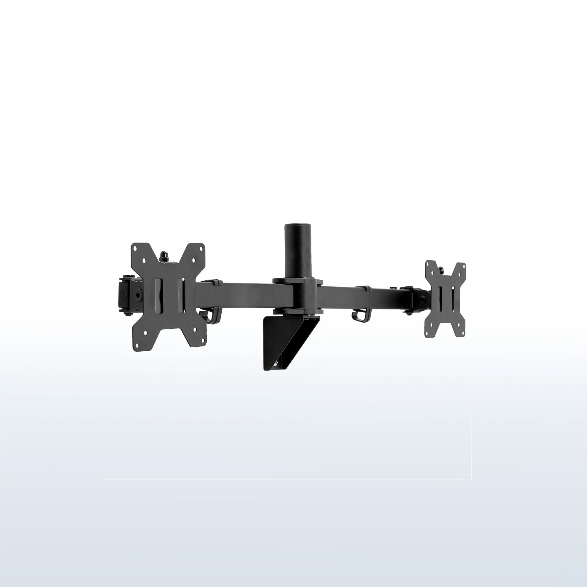 Adjustable telescoping dual monitor wall mount.