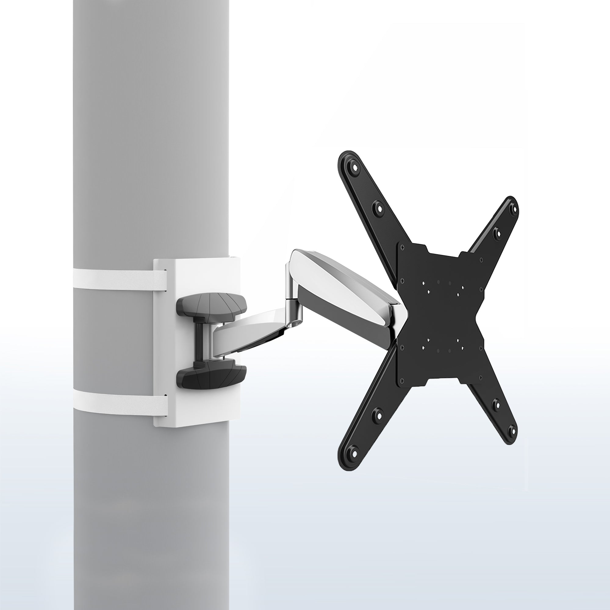 Exposed column tv mount for convenient screen placement.