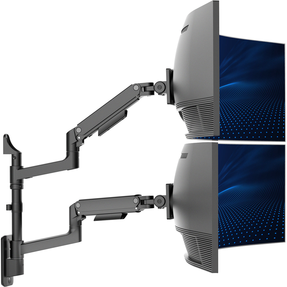 Pneumatic Arm Dual Ultrawide Monitor Wall Mount - Up to 49" Screens