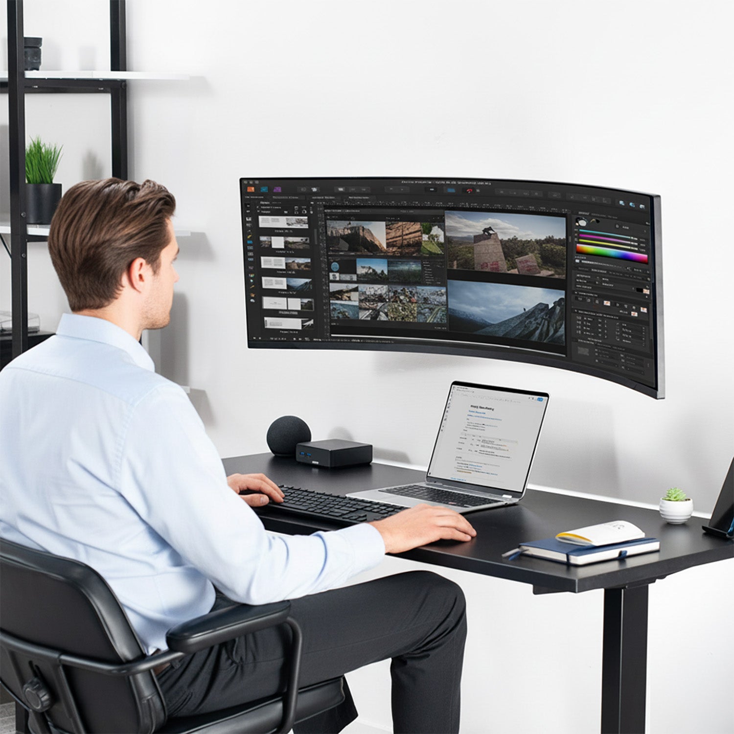 Low Profile Stationary Ultrawide Monitor Wall Mount - Up to 49" Screens