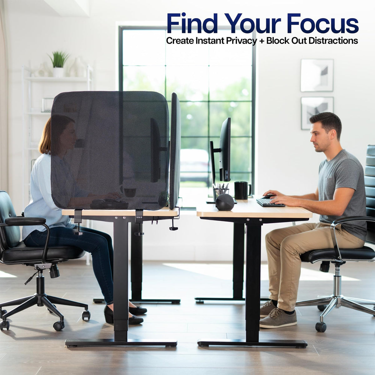 Clamp-On Stretched Fabric Desk Privacy Panel
