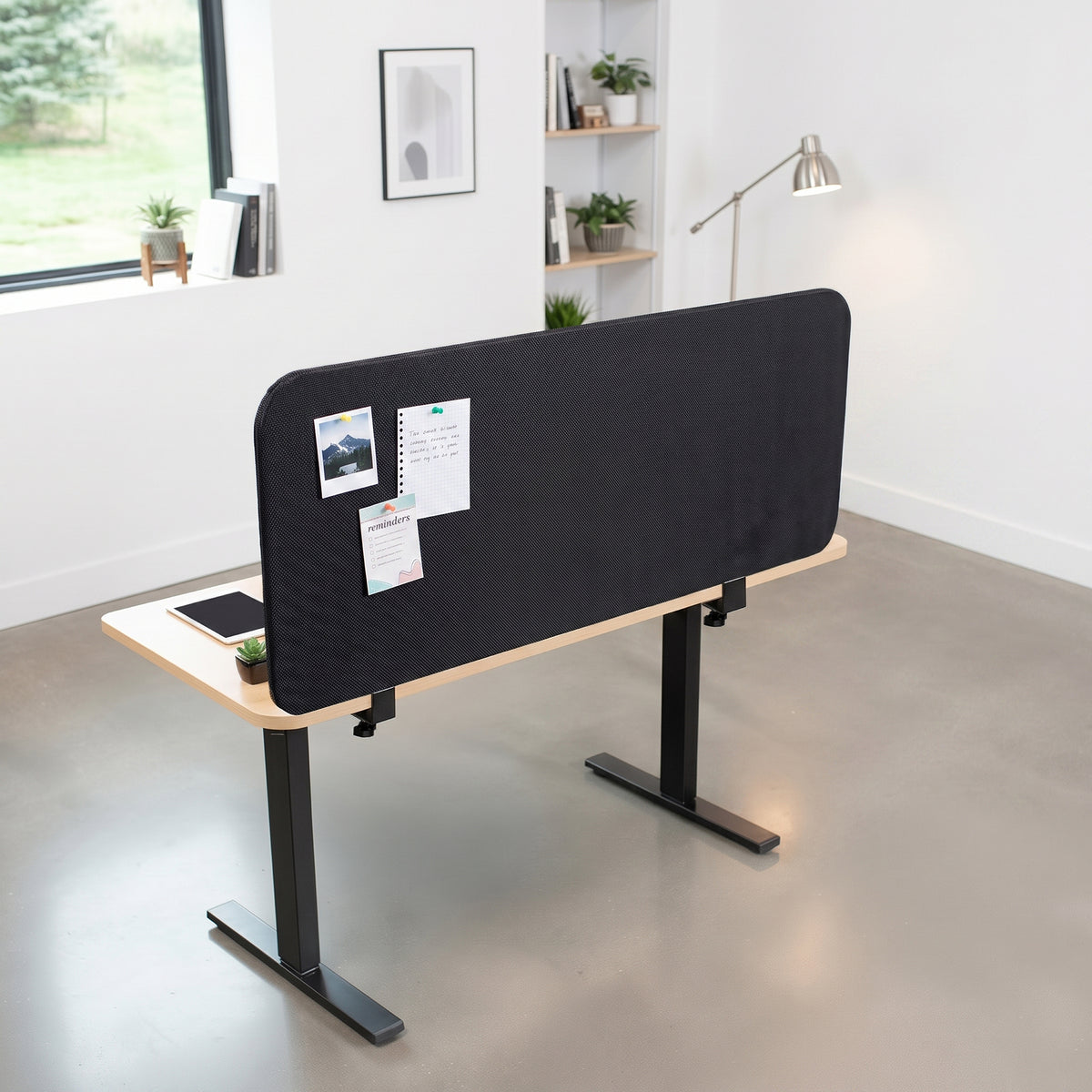 Clamp-On Stretched Fabric Desk Privacy Panel
