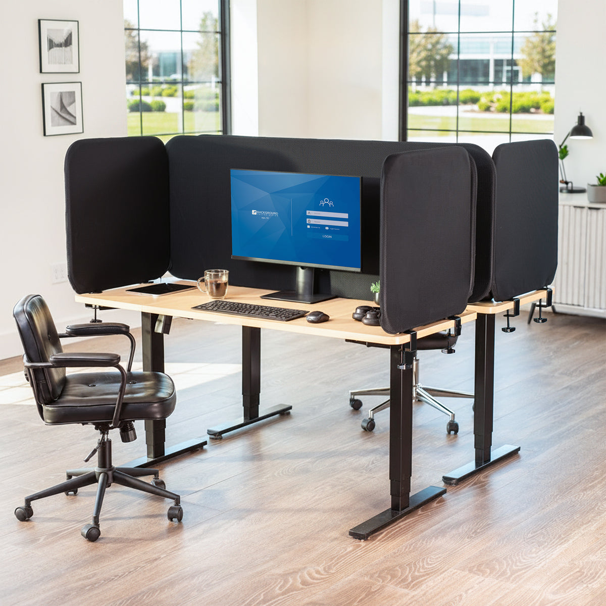 Clamp-On Stretched Fabric Desk Privacy Panel (x3)