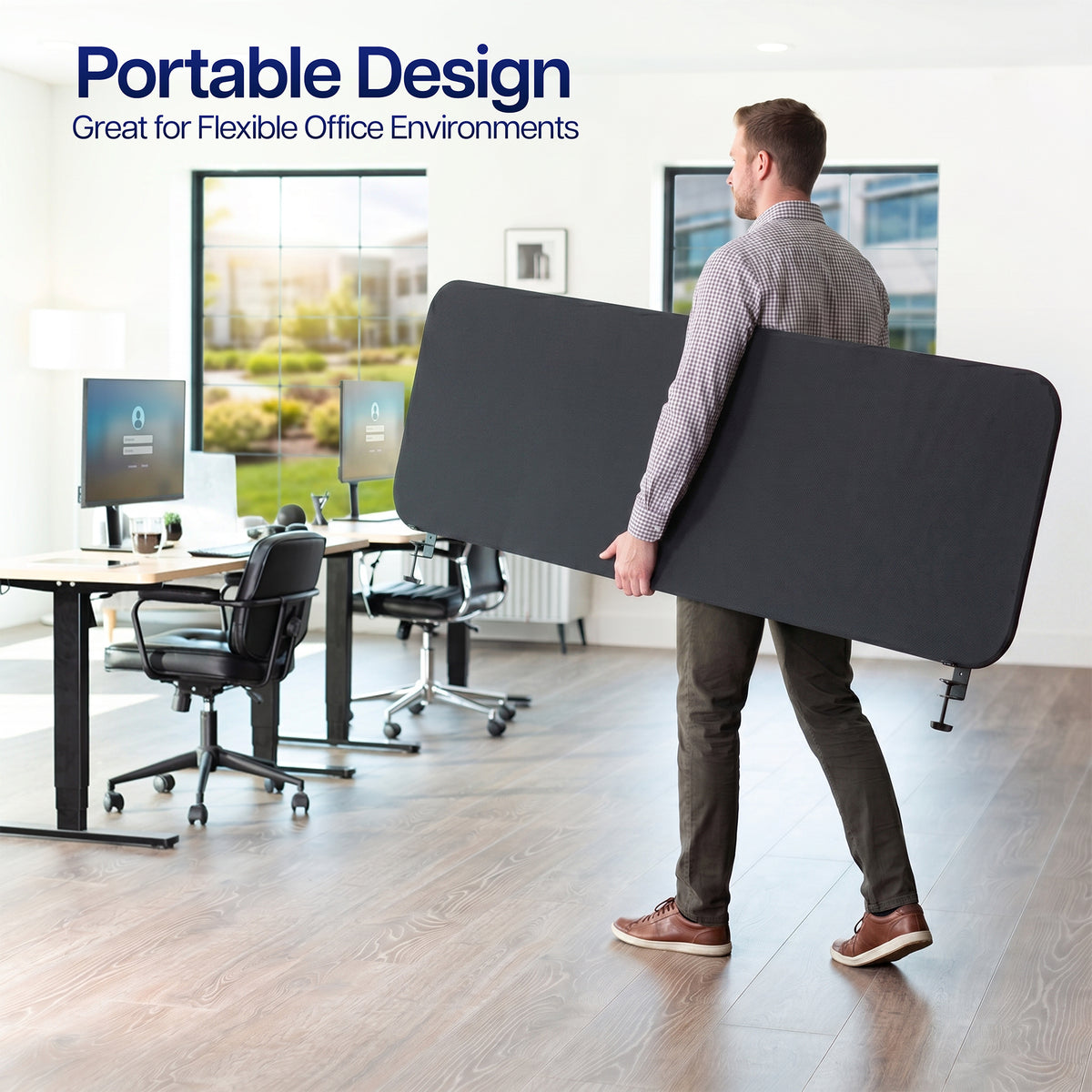 Clamp-On Stretched Fabric Desk Privacy Panel (x3)