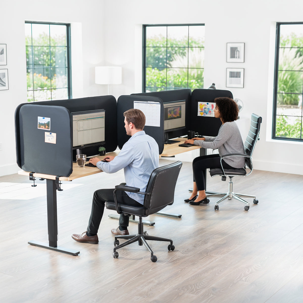 Clamp-On Stretched Fabric Desk Privacy Panel (x3)