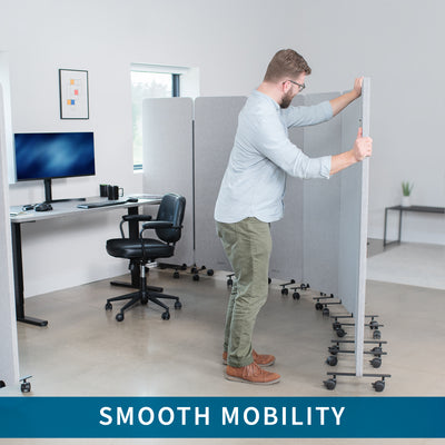 3-Panel Gray Mobile Freestanding Room Divider provides a convenient partition and workspace privacy.