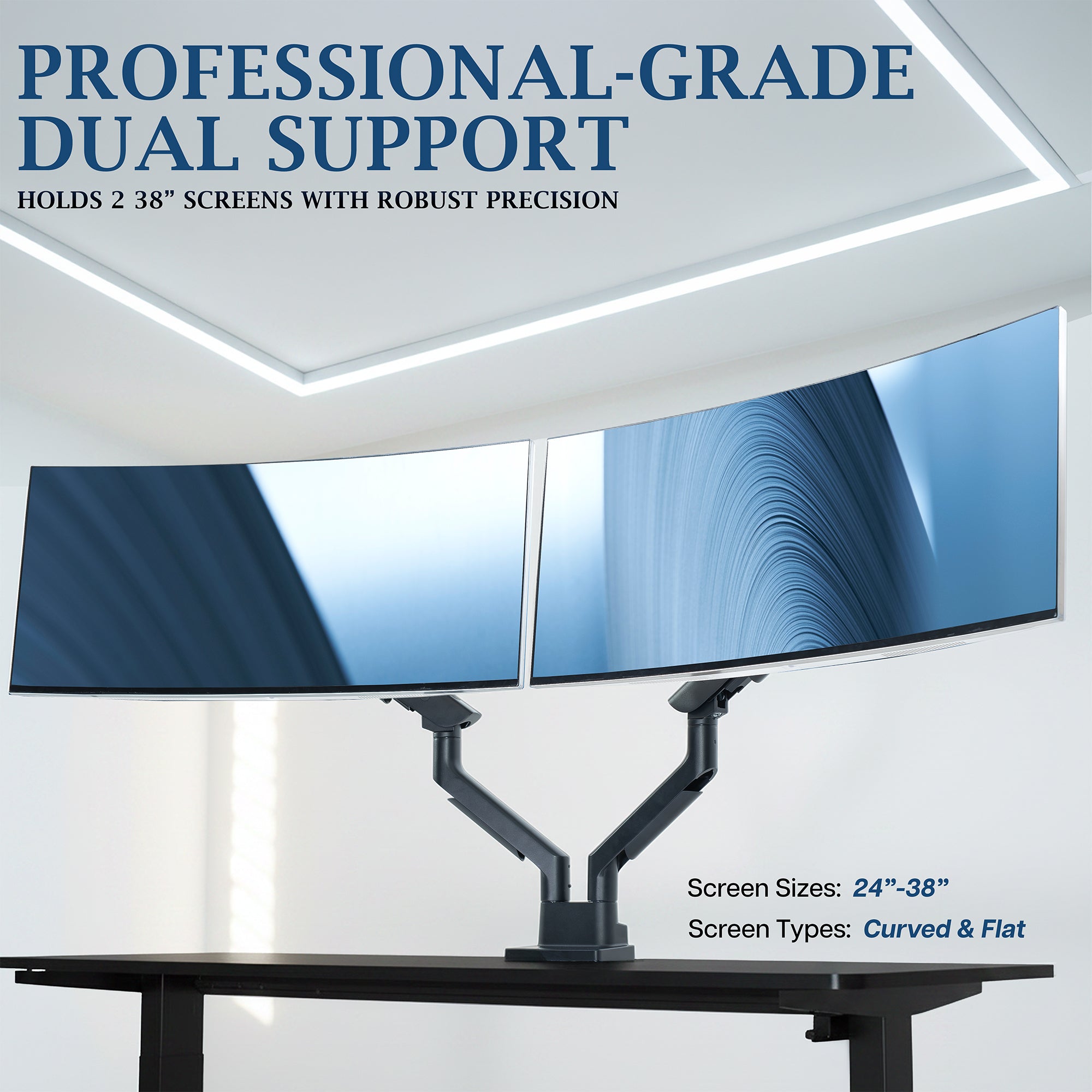 VIVO PRO Pneumatic Arm Dual Ultrawide Monitor Desk Mount - Up to 45" Screens