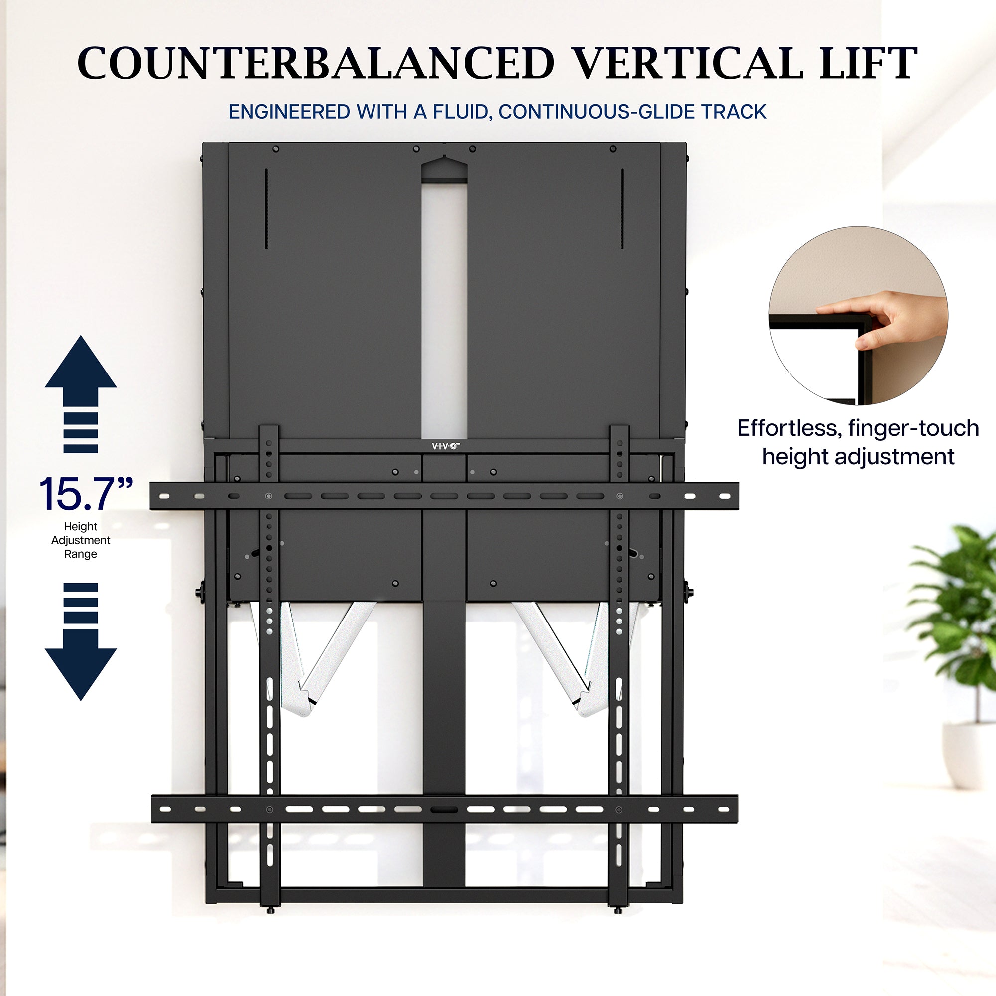 PRO Manual Height Adjustable TV and Display Wall Mount Counterbalance Vertical Lift