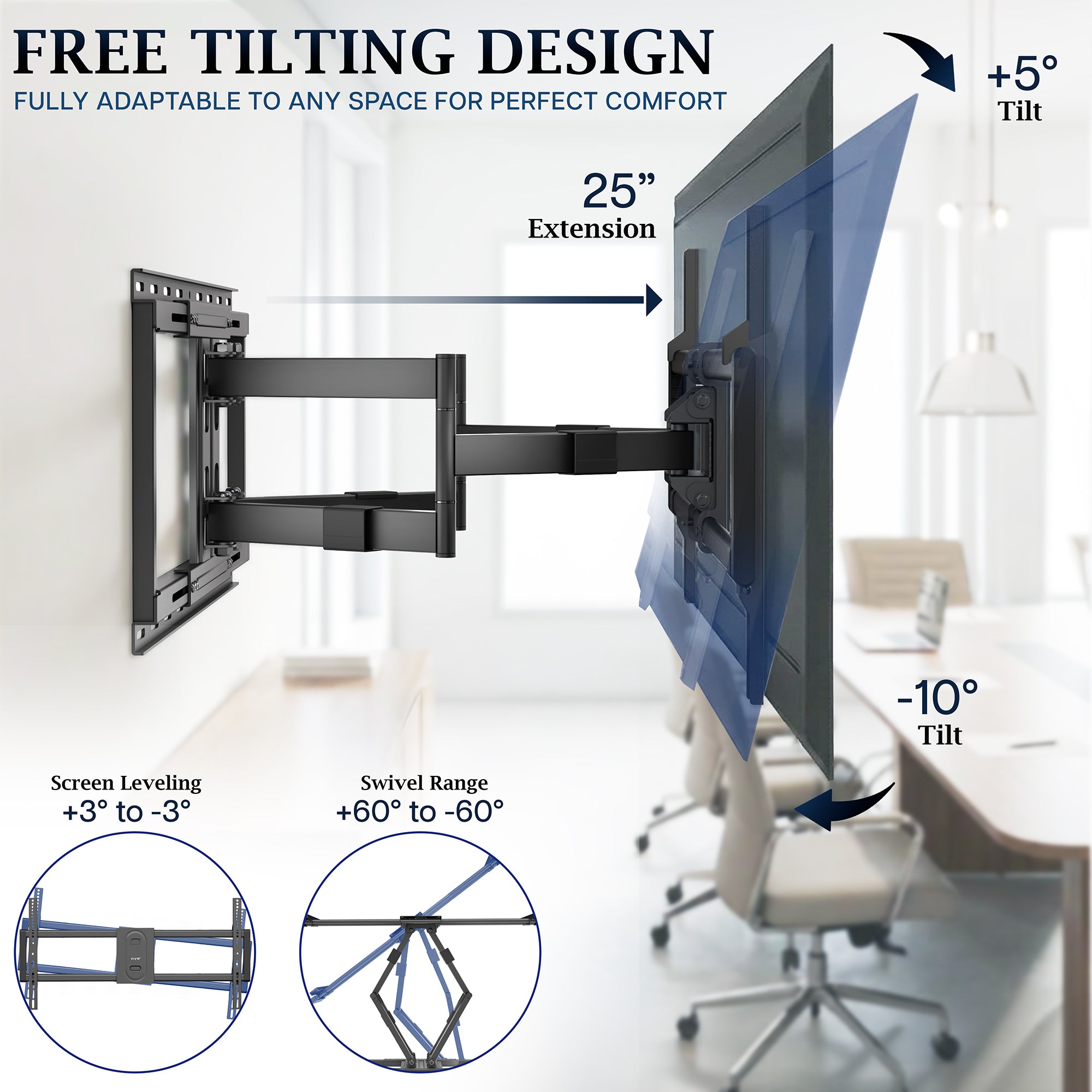 VIVO PRO Heavy Duty Full Motion TV Wall Mount - 43" to 95" Screens