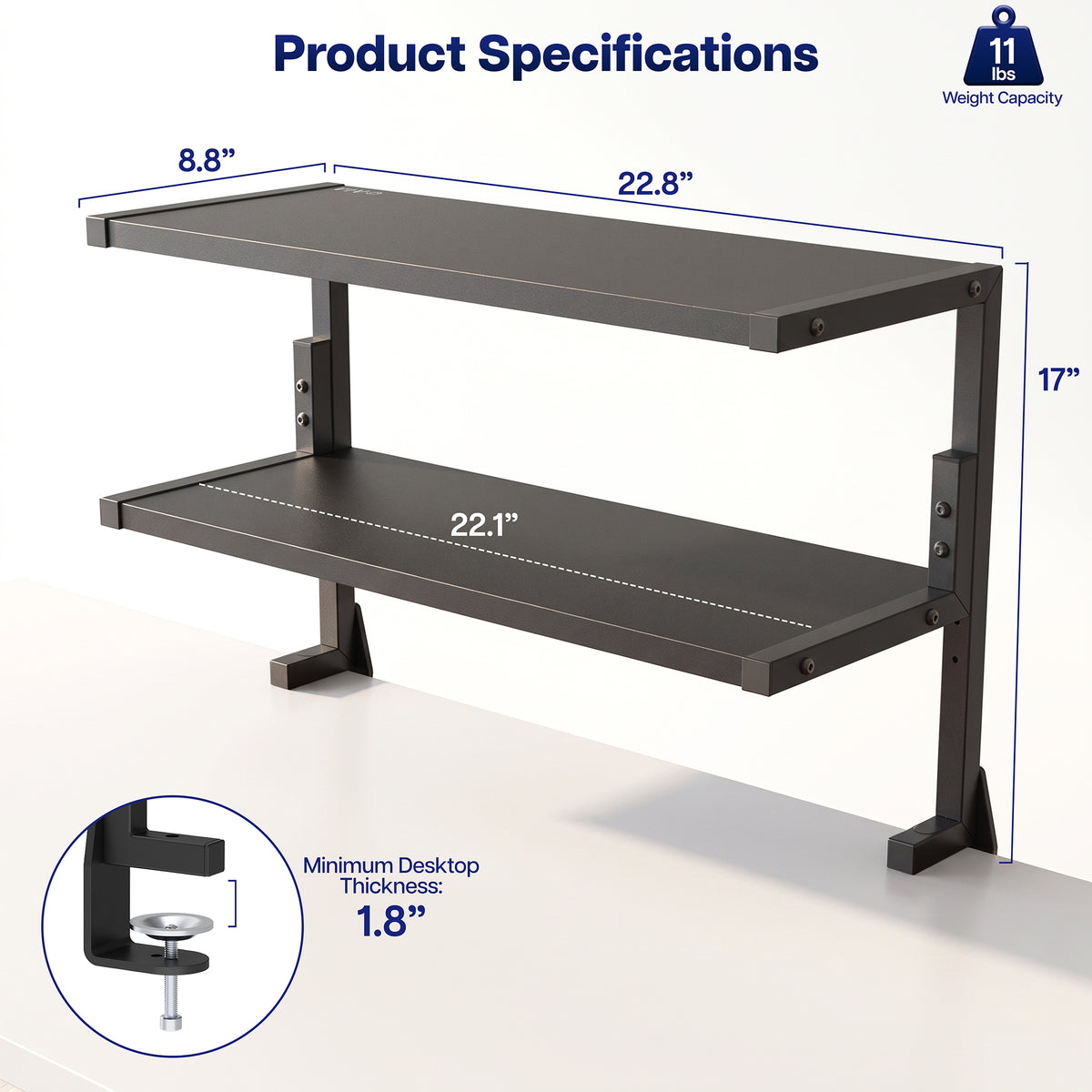 Above/Below Clamp-on Dual Shelf