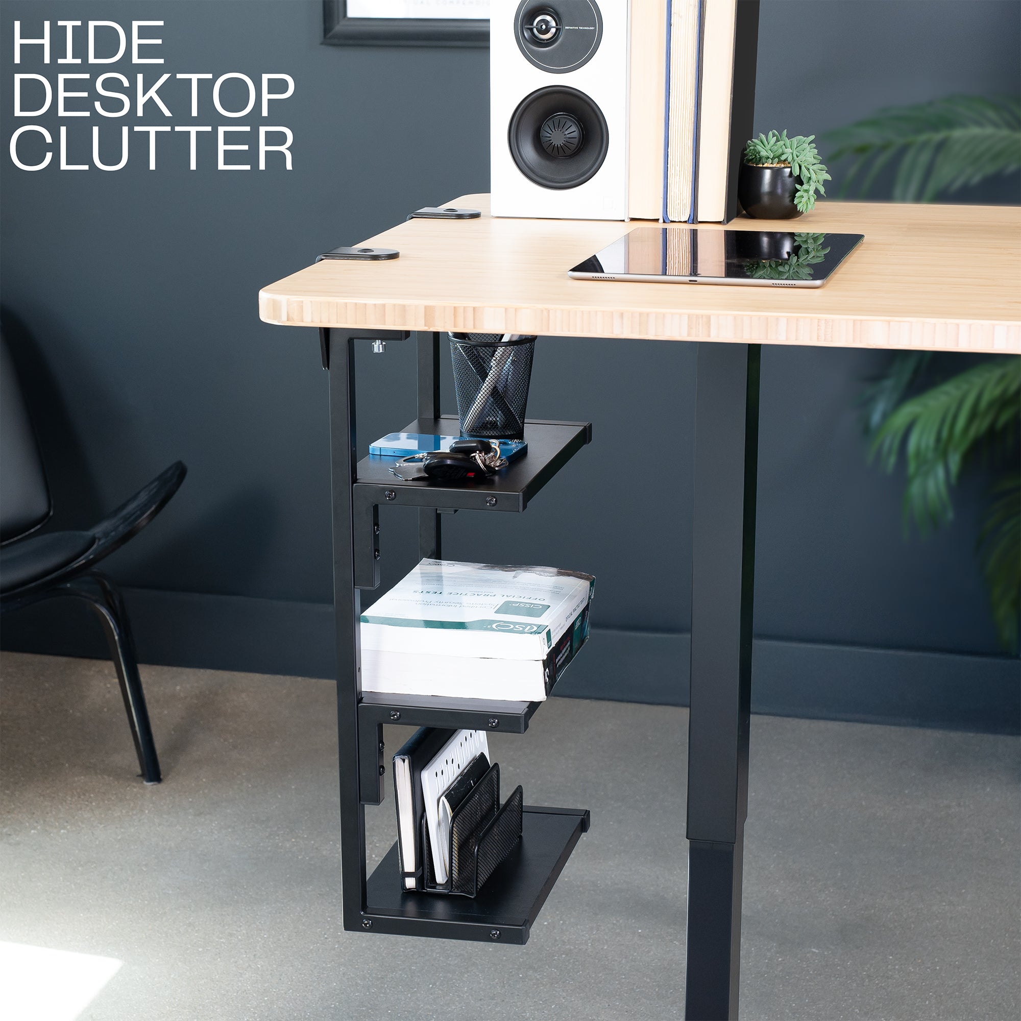 13" Clamp-on 3-Tier Shelving Unit for Desk