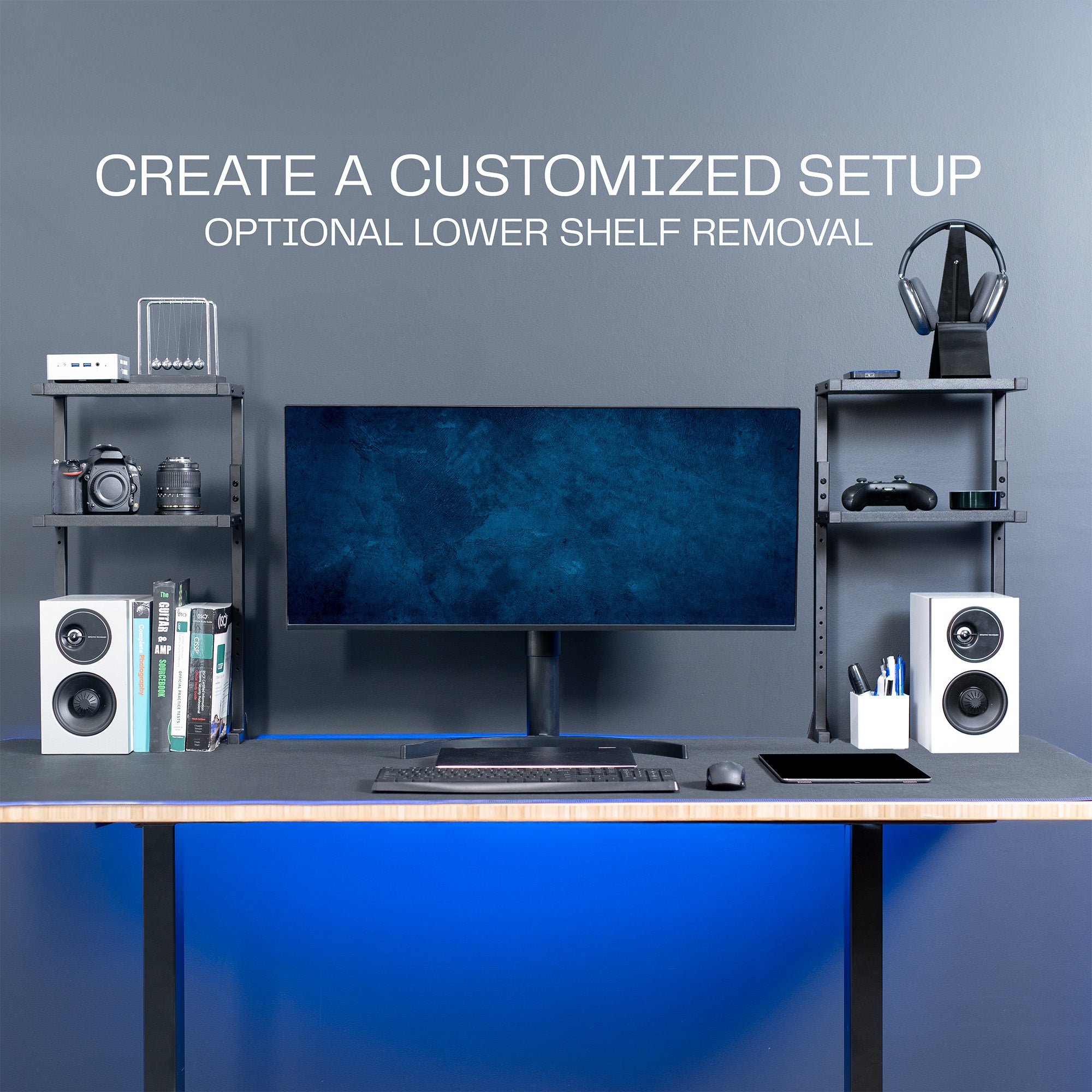 13" Clamp-on 3-Tier Shelving Unit for Desk