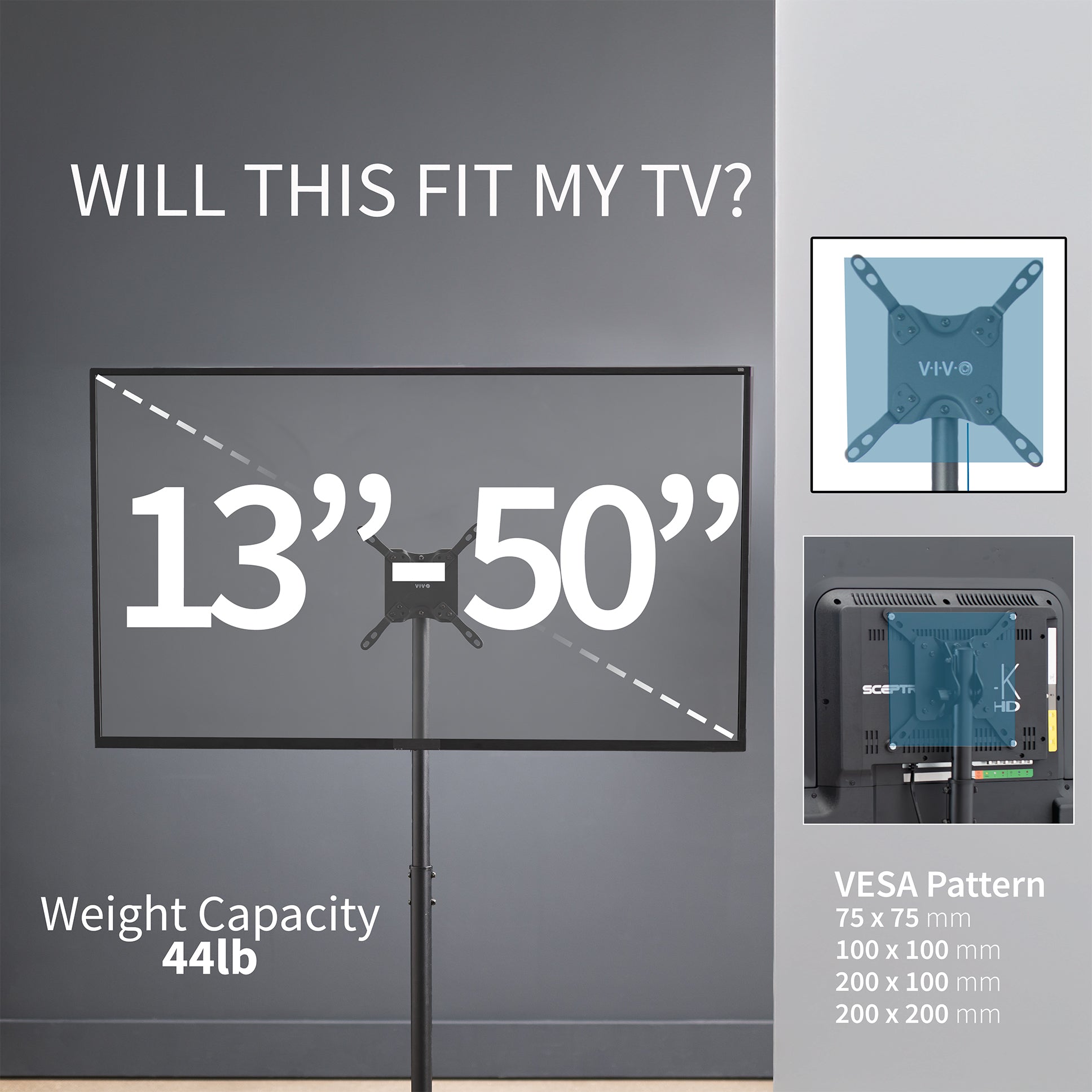 Height adjustable TV stand compatibility.