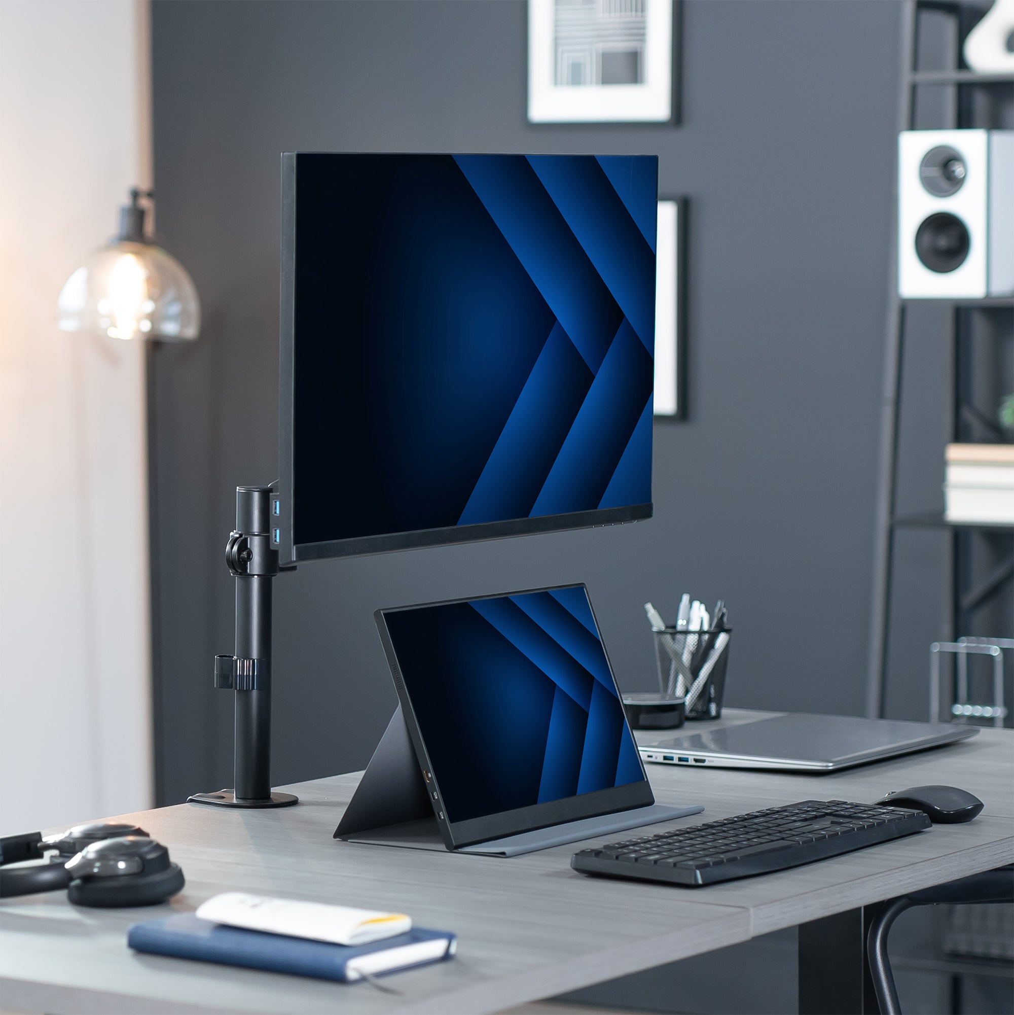 Mechanical arm single monitor desk mount