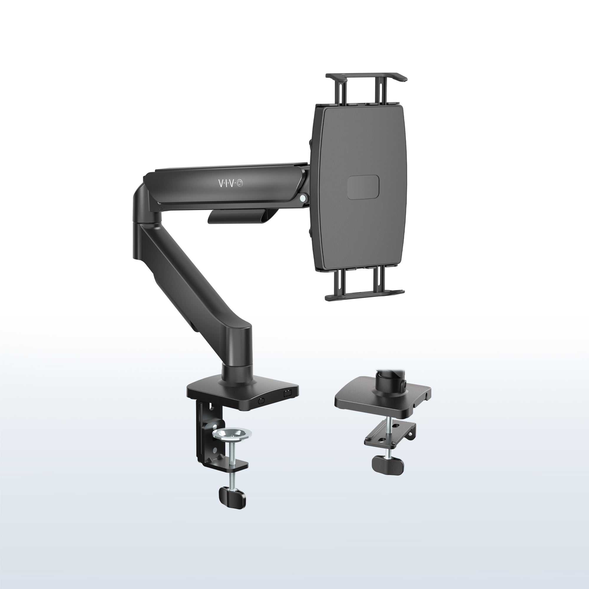 Single Mechanical Arm Desk Mount for Tablets, 2-in-1 Laptops