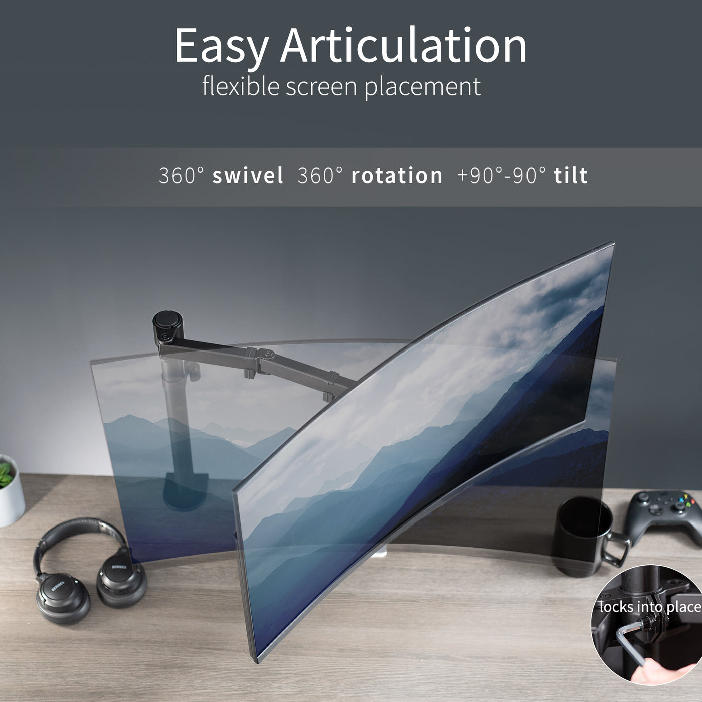 Single monitor desk mount from VIVO with flexible screen placement and articulation.