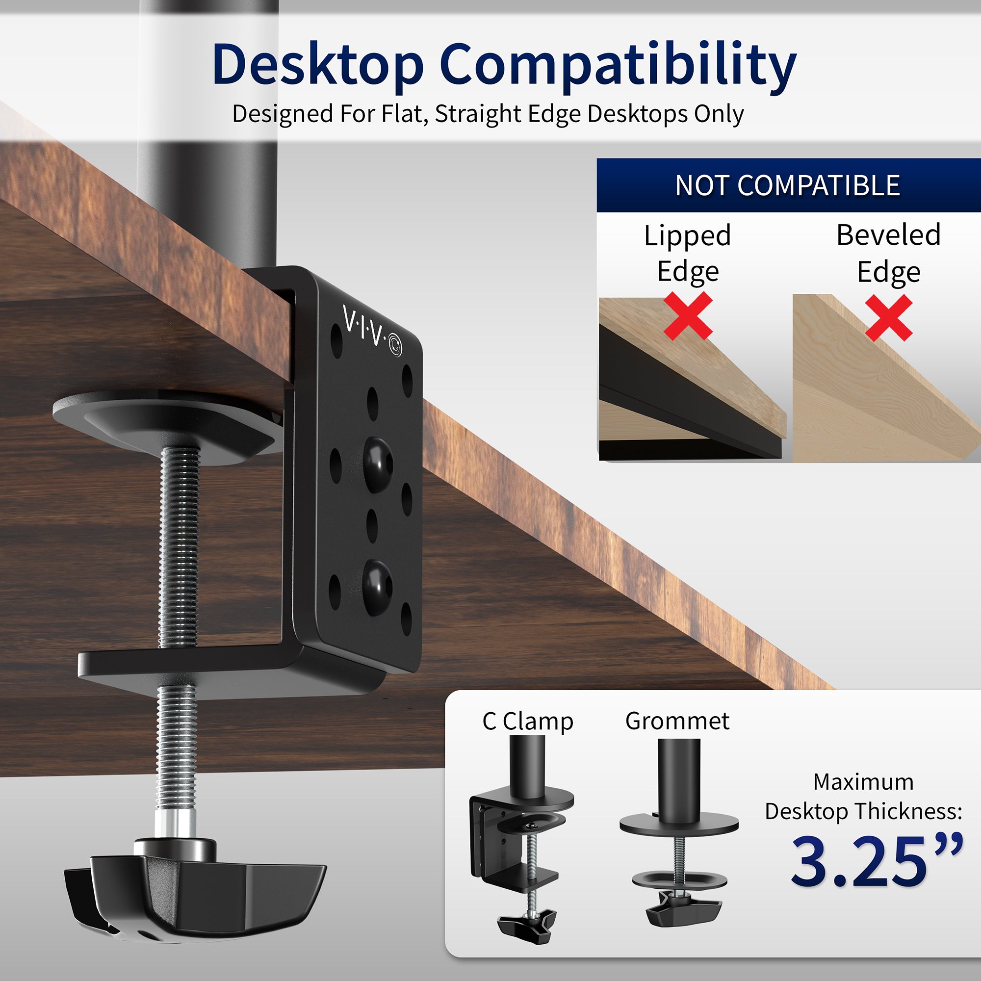 Extra tall desk mount for single monitor provides sit or stand application for the user, flexible viewing angles, and tall screen placement.