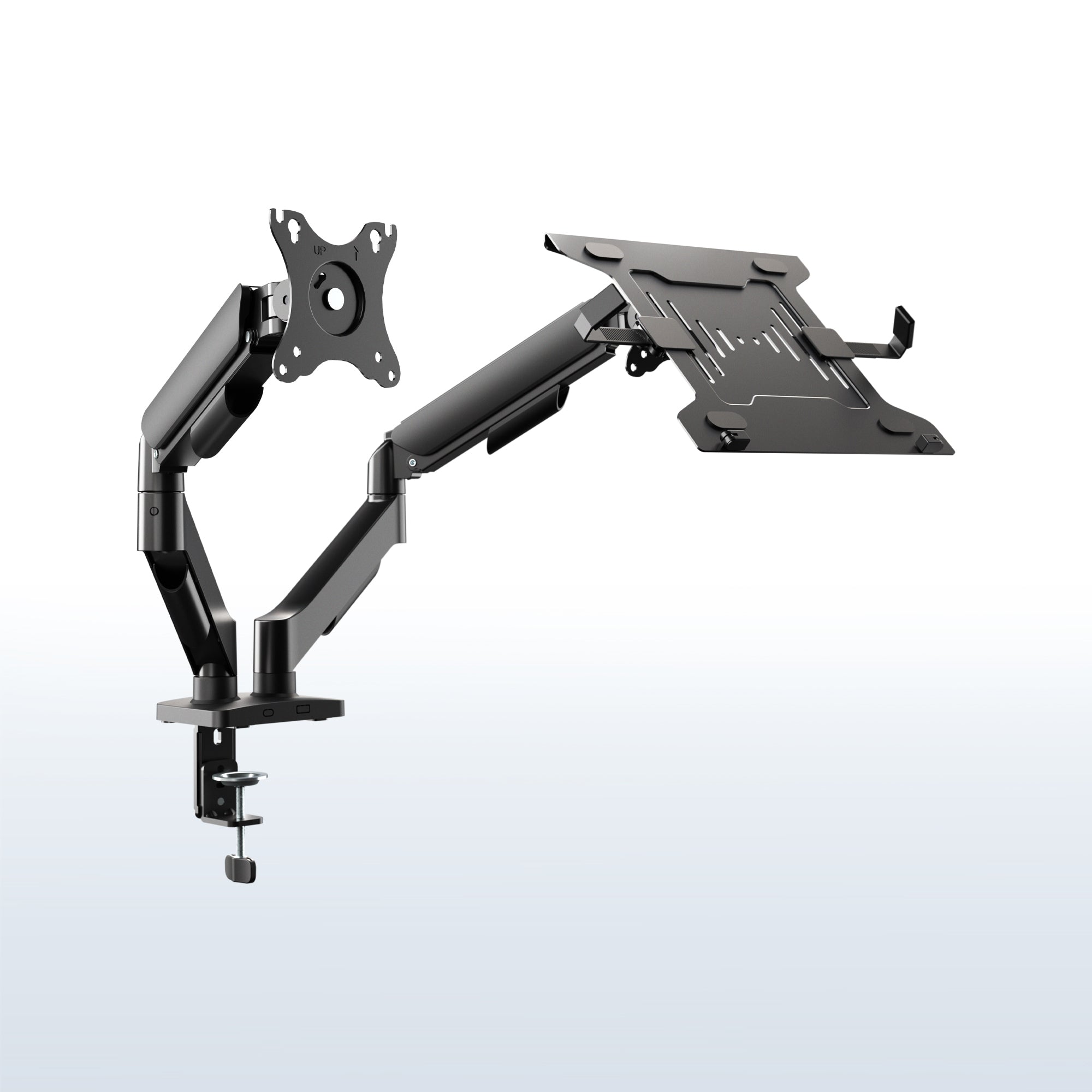 Mechanical Arm Single Monitor and Laptop Desk Mount - Up to 32