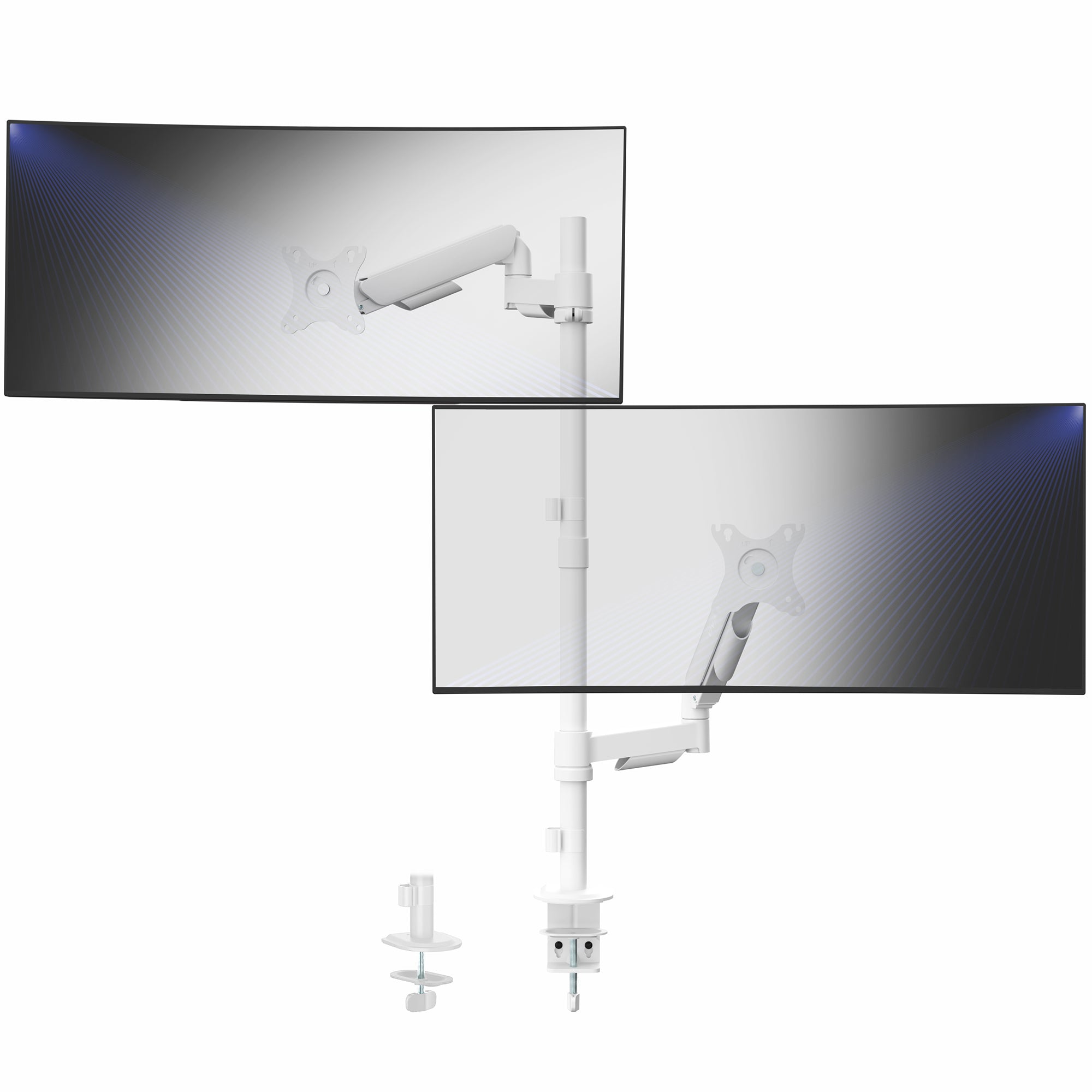 Mechanical Arm Dual 17" to 32" Monitor Extra Tall Desk Mount on desk in home office space