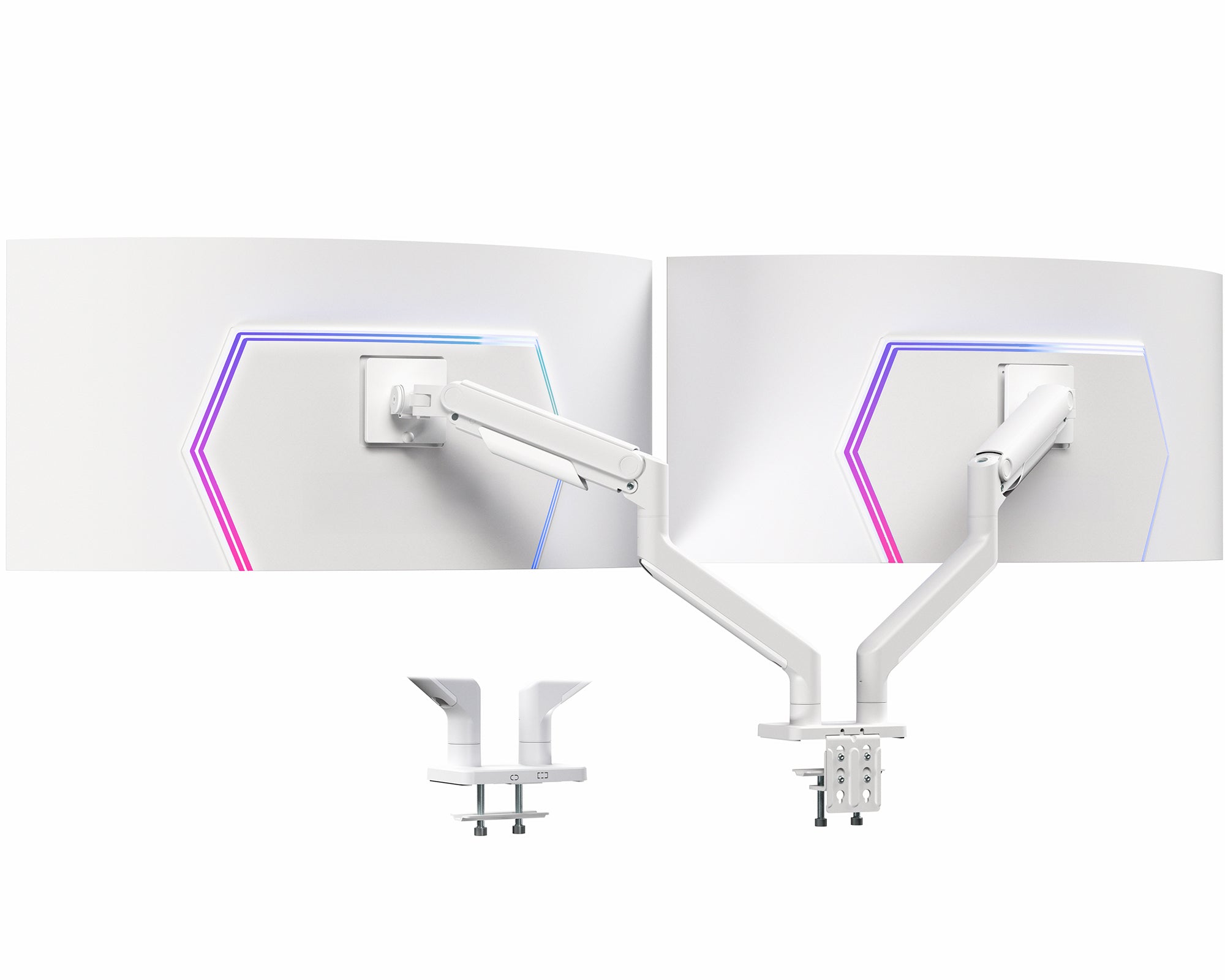 Mechanical Arm Height Adjustable Dual Ultrawide Monitor Desk Mount