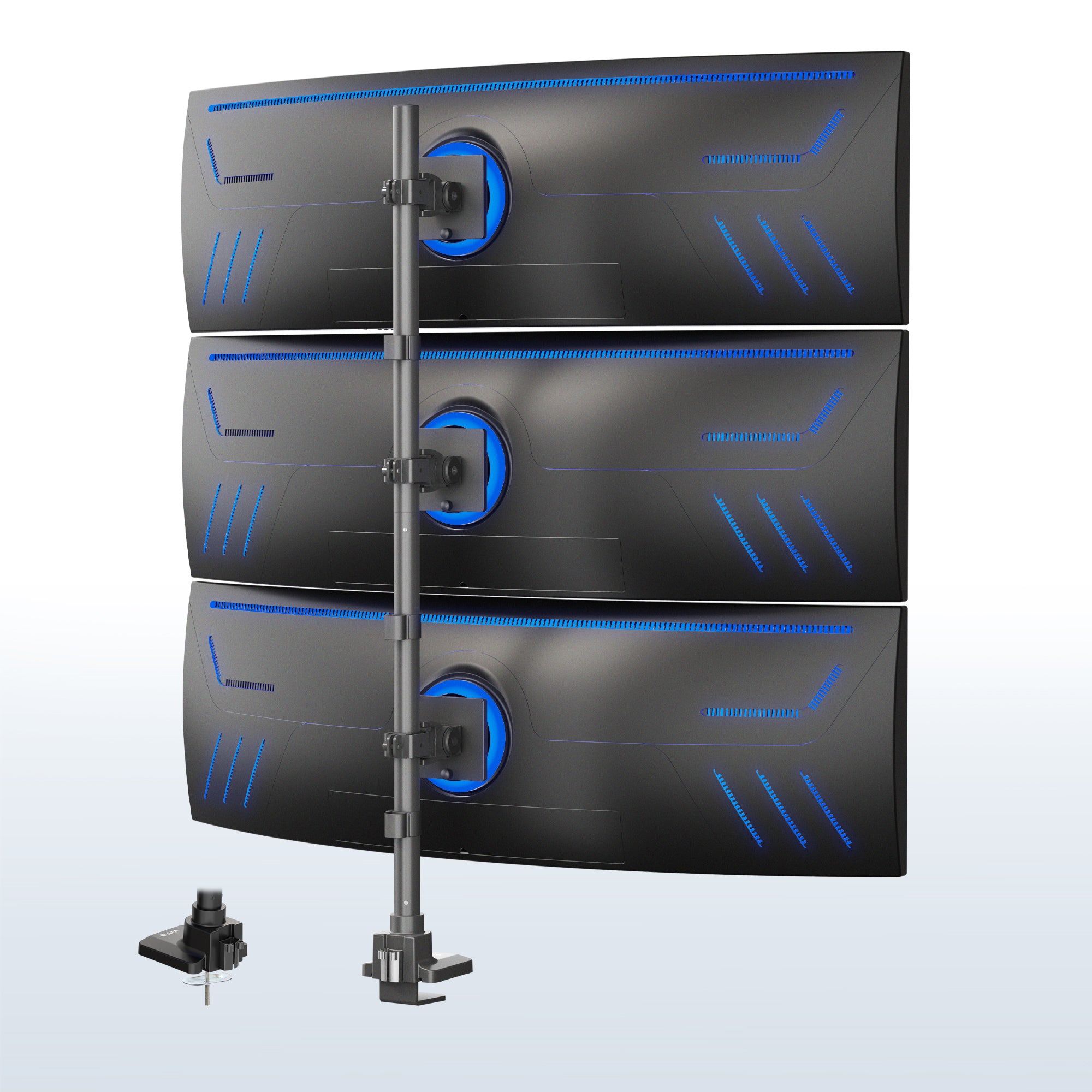 Triple Ultrawide Vertical Monitor Extra Tall Desk Mount - Up to 49" Screens