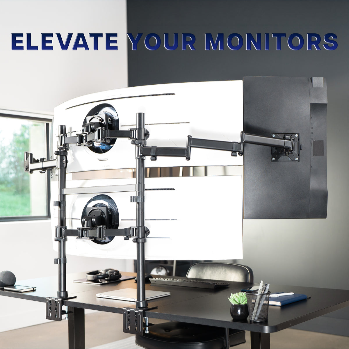 Quad Monitor Mount w/ 2 Centered Ultrawides - Up to 49” Screens