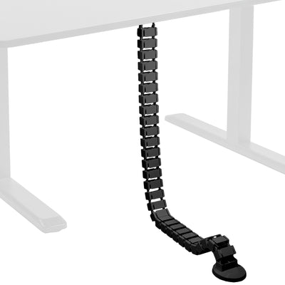 Black vertebrae cable management for desks.