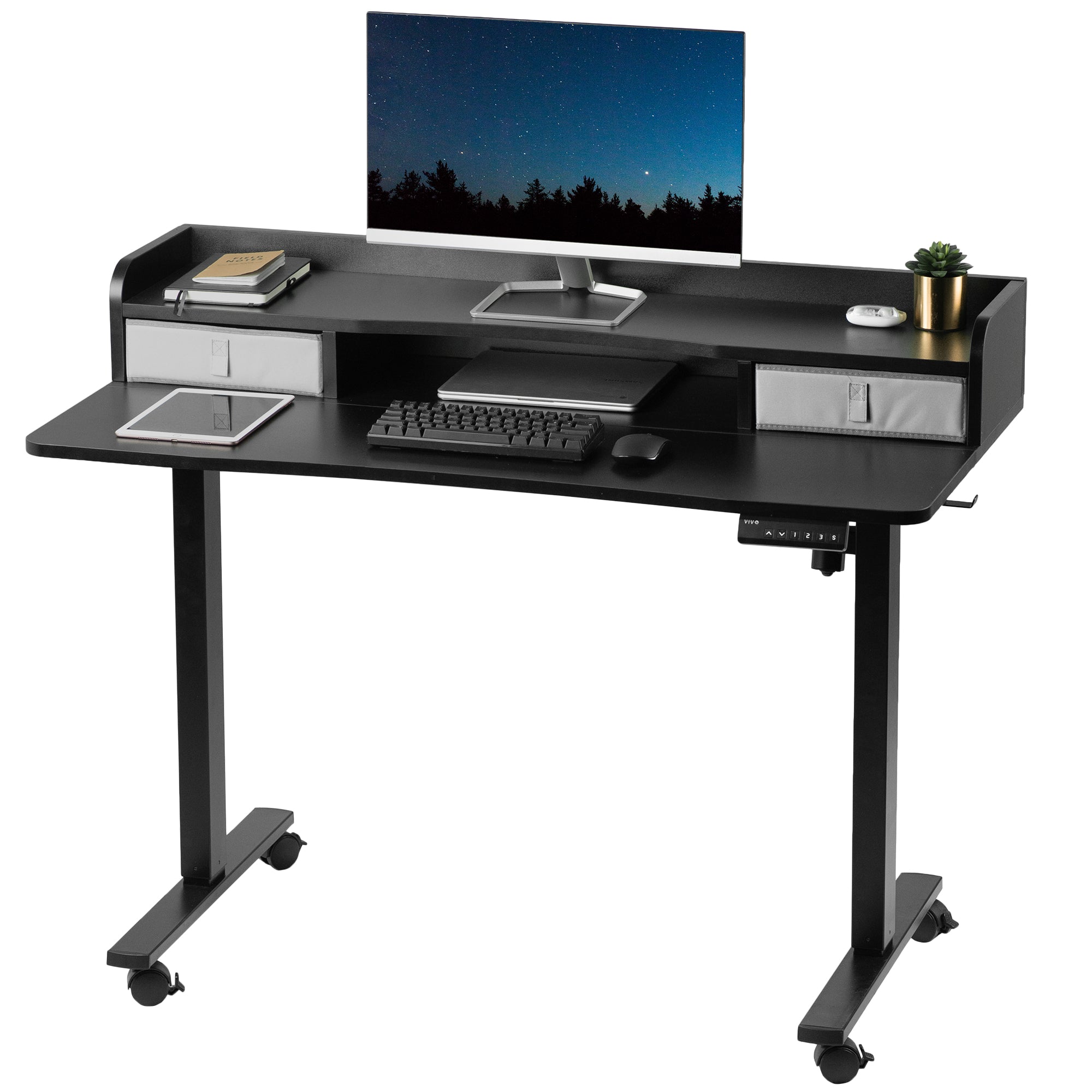 MOUNT-IT! 48 in. Black Extra-Wide Height Adjustable Standing Desk