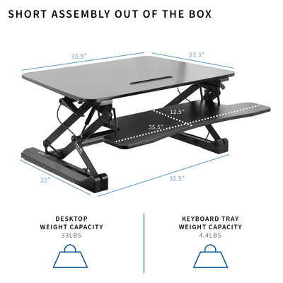 Heavy-duty height adjustable desk converter monitor riser with easy assembly.