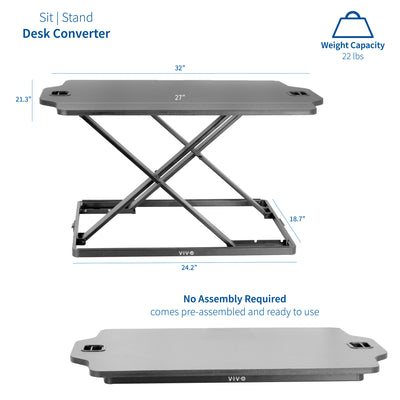 Heavy-duty height adjustable desk converter monitor riser with no assembly,