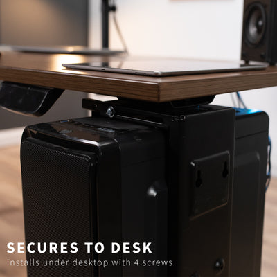 Secure under desk or wall PC mount.