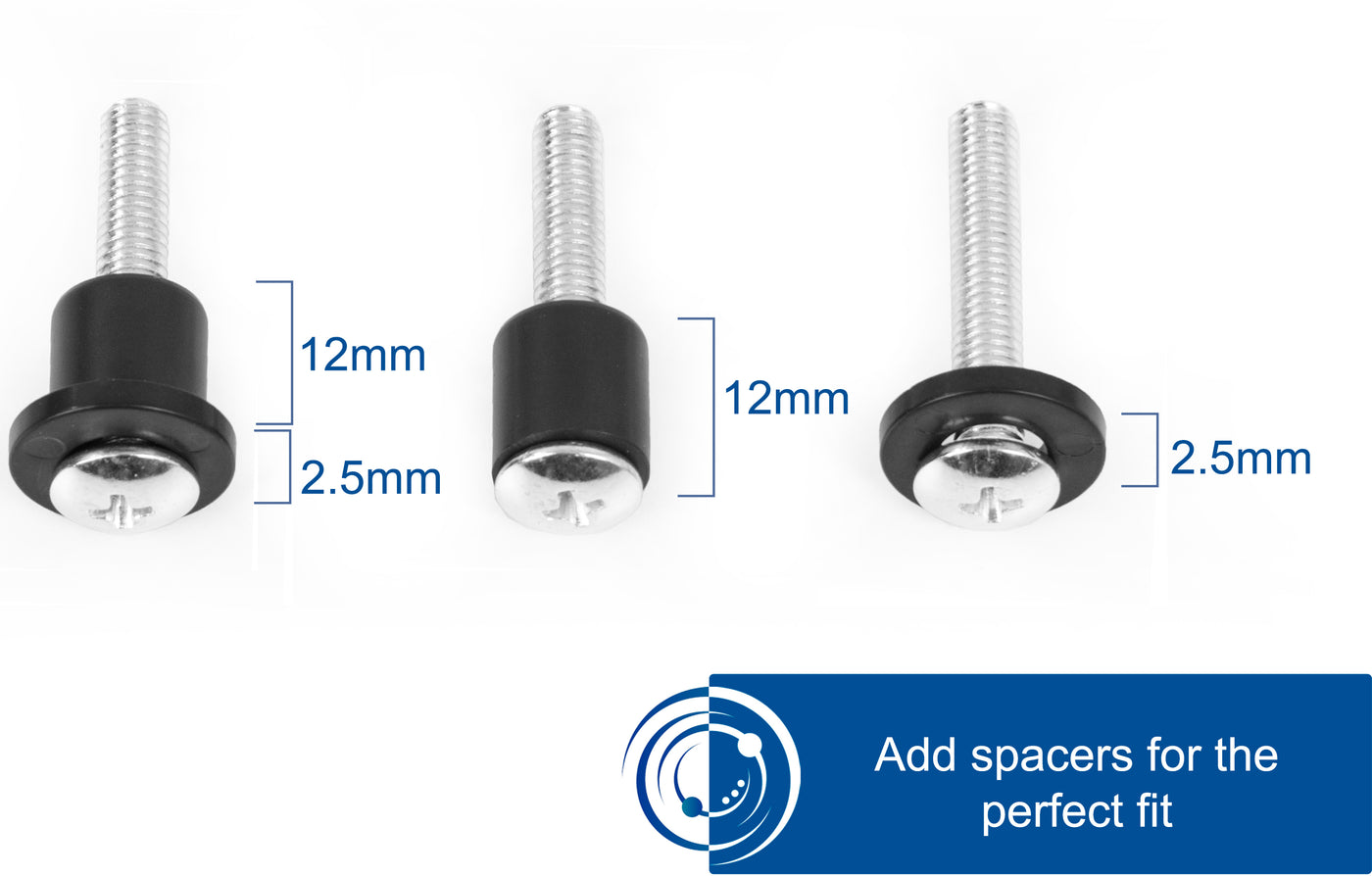 Spacers are included to attain the perfect fit of whatever you are mounting.