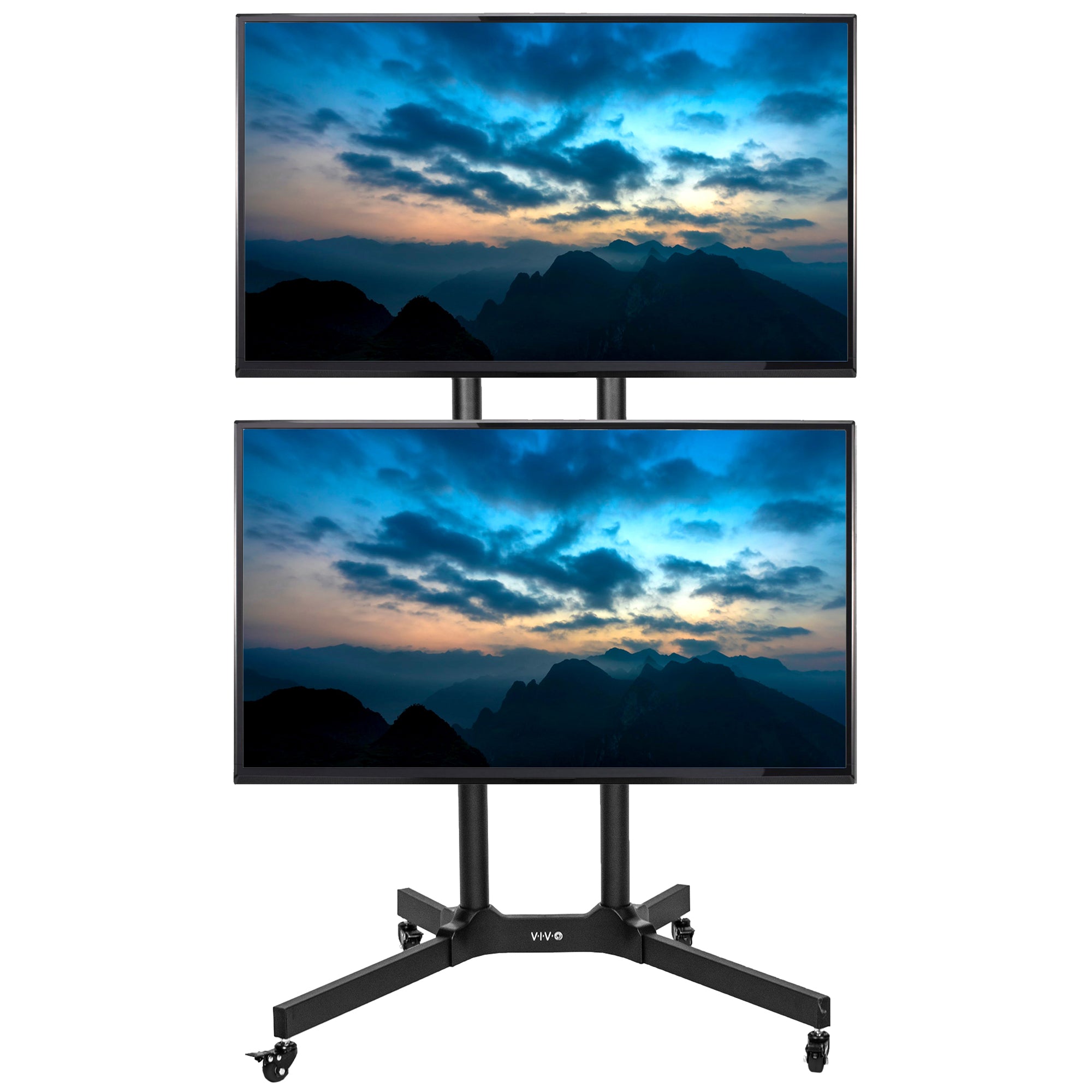 Dual Screen Cart for 32 to 65 TVs – VIVO - desk solutions