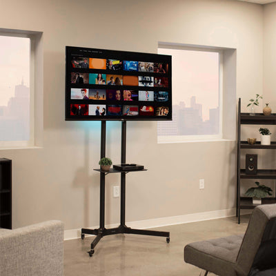 Modern TV cart in a home room.