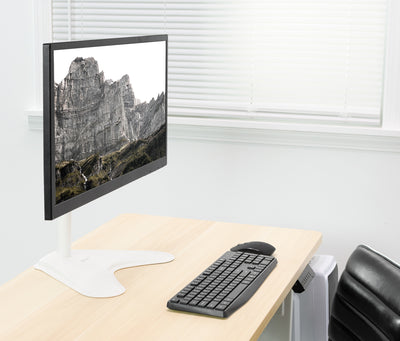 Sturdy adjustable single monitor ergonomic desk stand for office workstation.