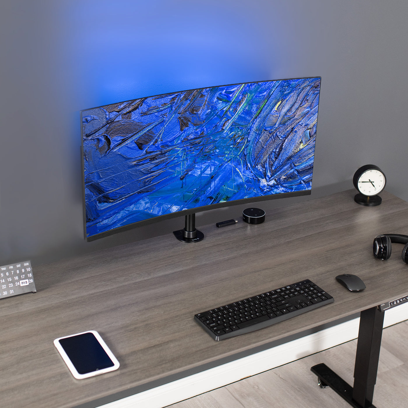 Sturdy Height Adjustable Single Monitor Desk Mount