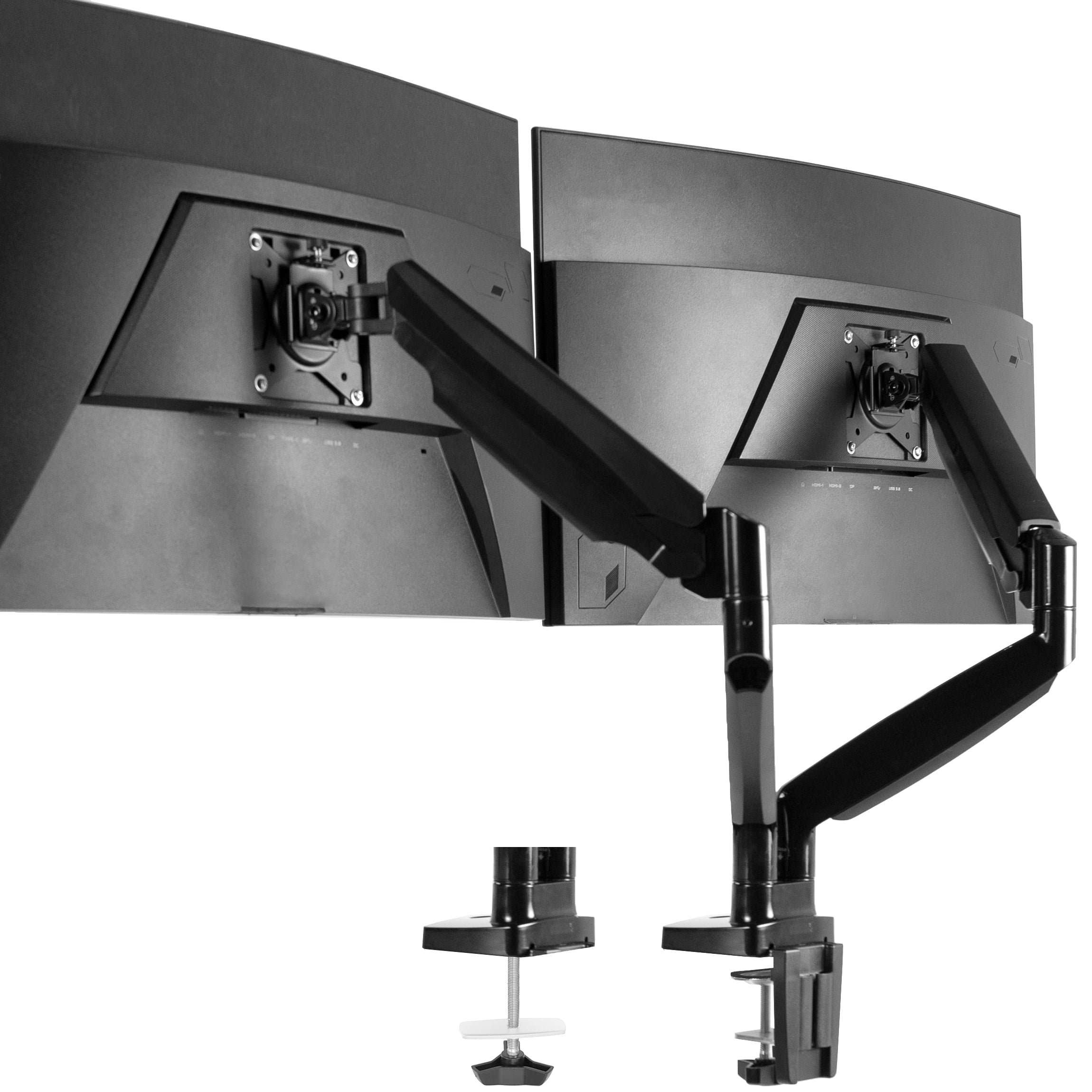 Pneumatic Arm Dual Monitor Desk Mount – VIVO - desk solutions