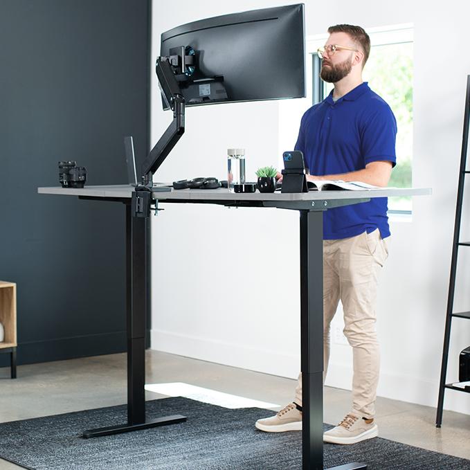 Dual Monitor + Single Laptop Desk Mount - Up to 27" Screens, 15.6" Lap ...