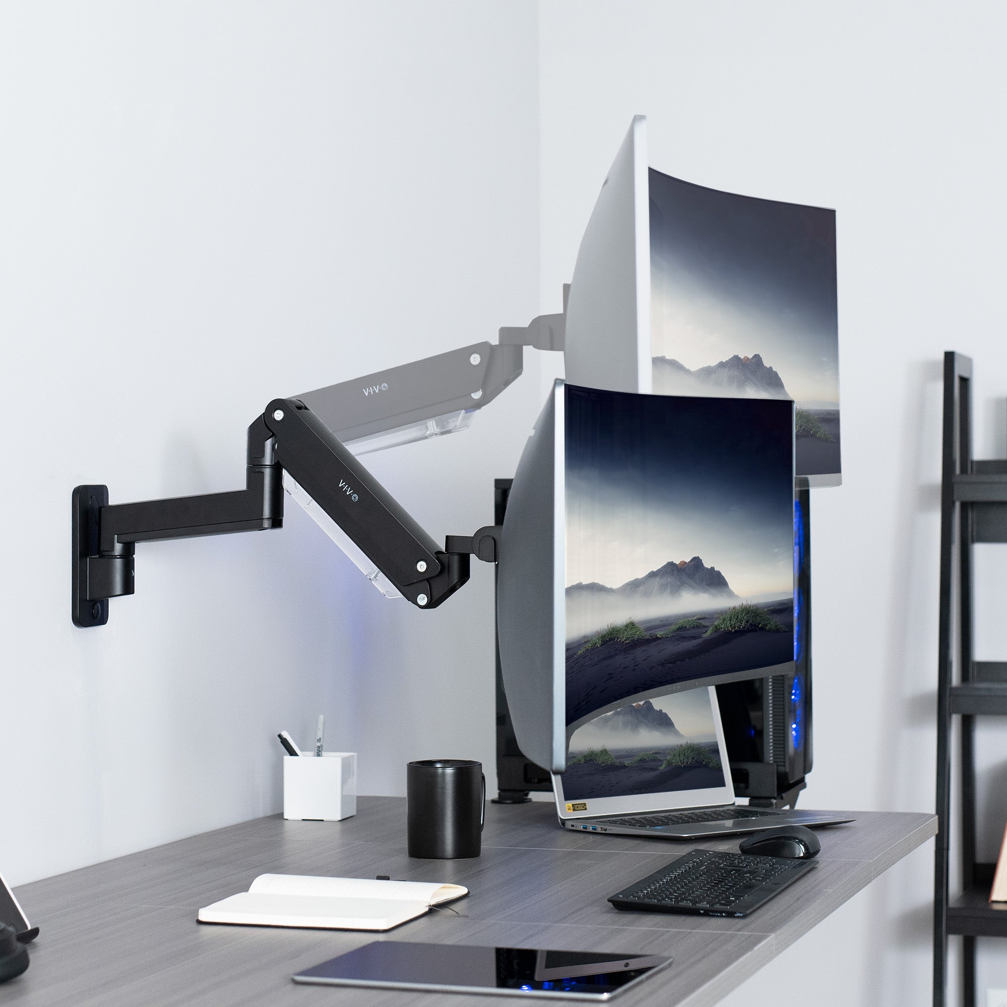 Pneumatic Arm Single Ultrawide Monitor Wall Mount – VIVO - desk ...