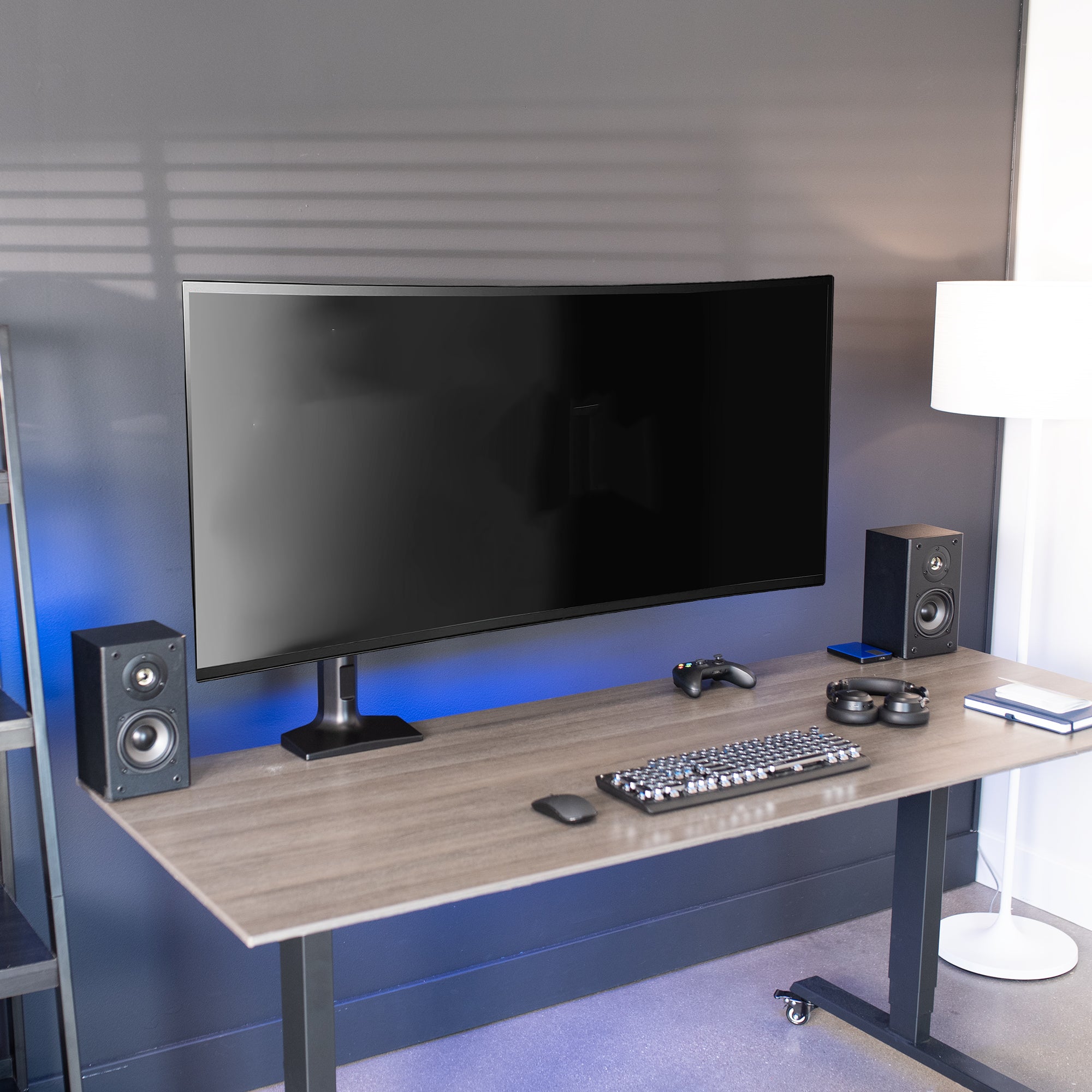 Pneumatic Arm Single Ultrawide Monitor Desk Mount with USB – VIVO ...
