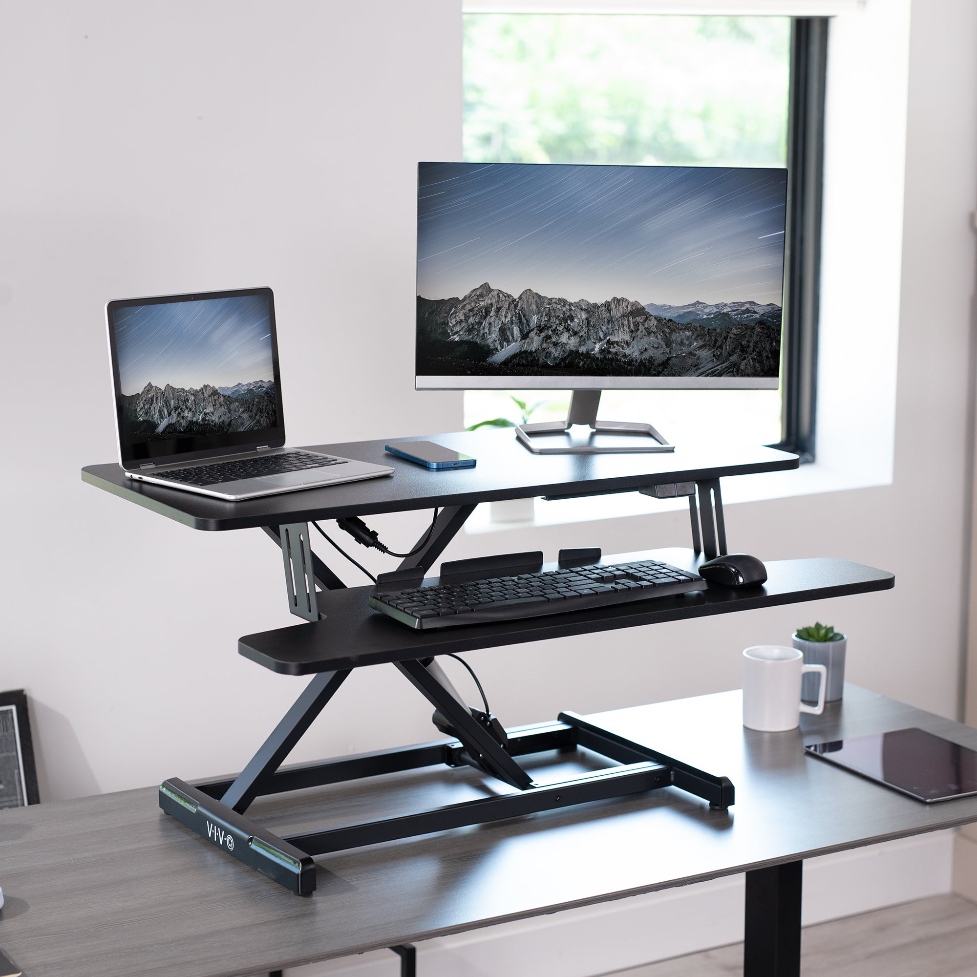 Black Electric Desk Riser – VIVO - desk solutions, screen mounting, and ...