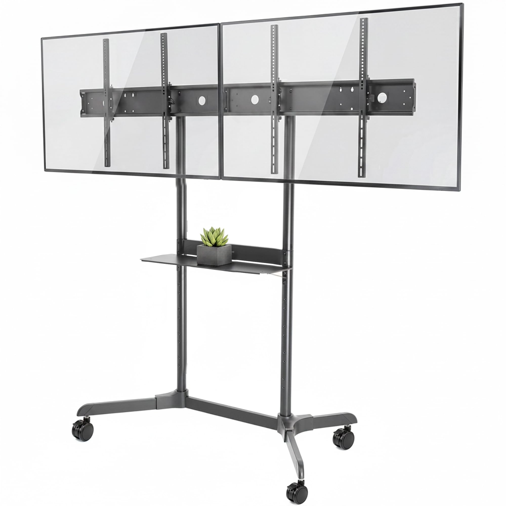 Mobile Dual Horizontal TV Cart - 55” Screens