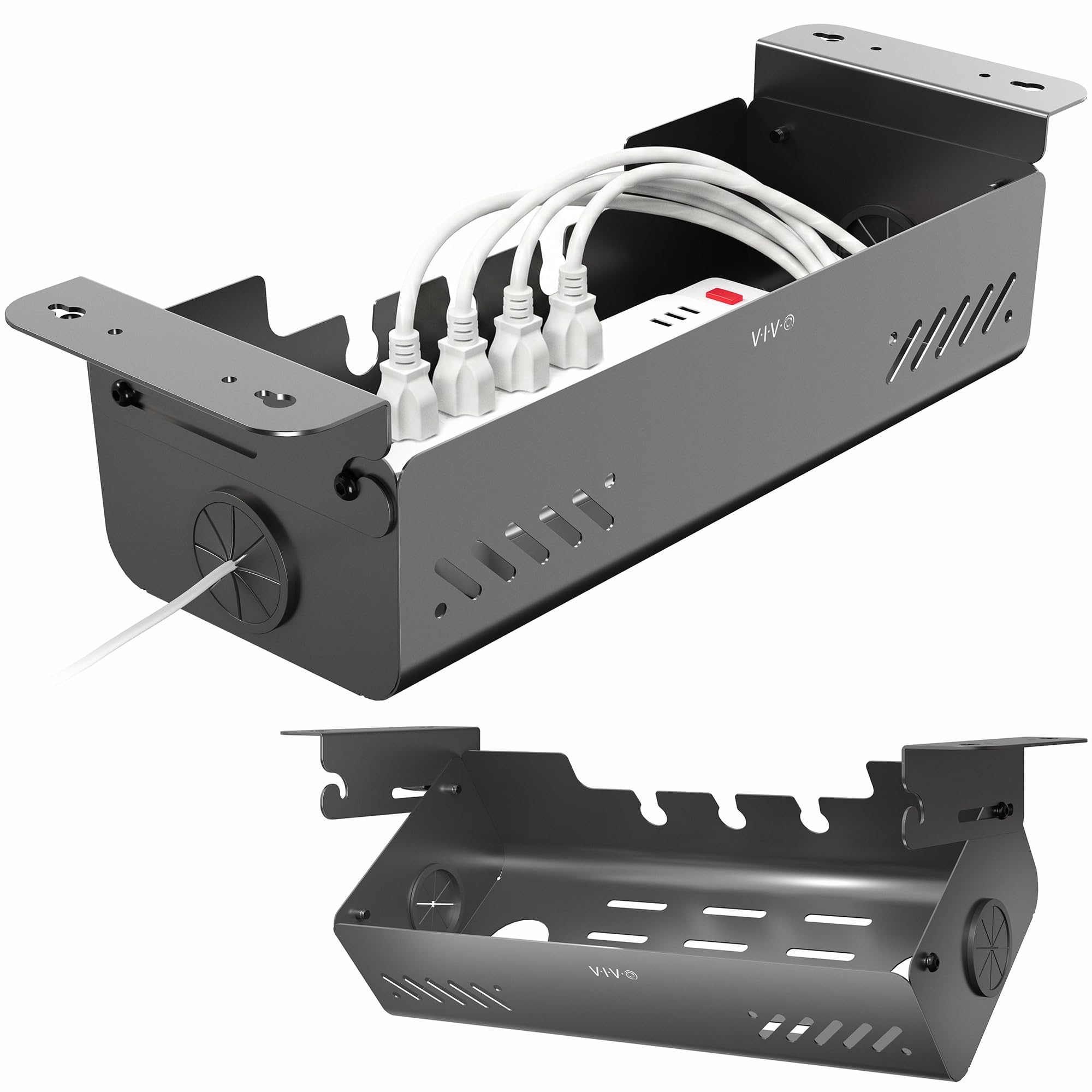 Flip Open Under Desk Cable Management Box – VIVO - desk solutions