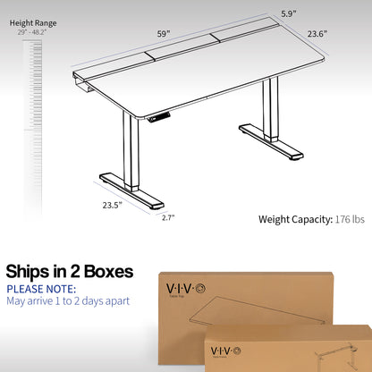 Black Table Top with Built-In Concealed Cable Trays, Complete Active Corner Standing Workstation