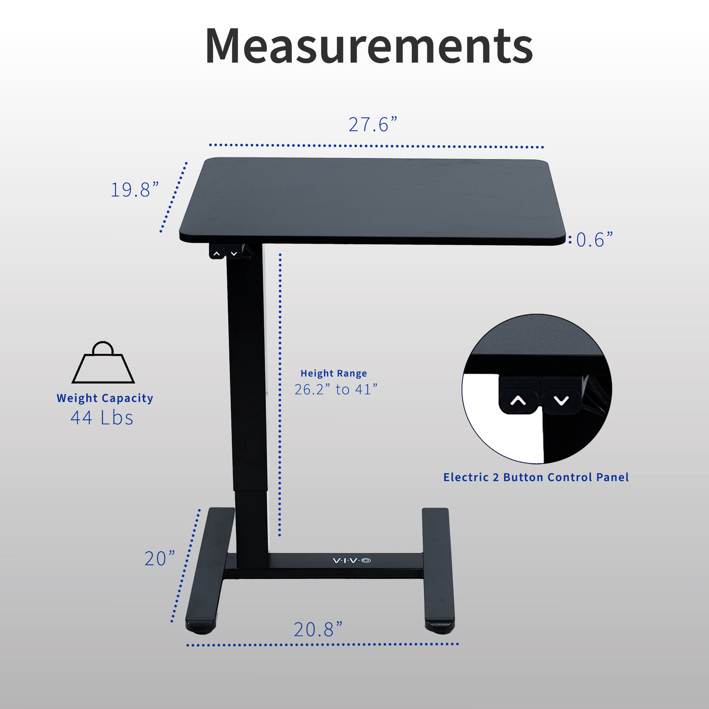 Overarching Table Electric Mobile Overbed Table – VIVO - desk solutions, screen mounting ...