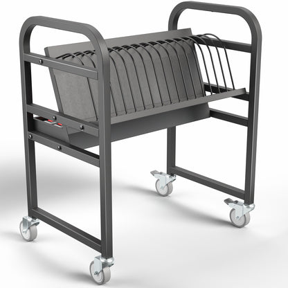16-Device Open Charging Cart with wheels on a white background