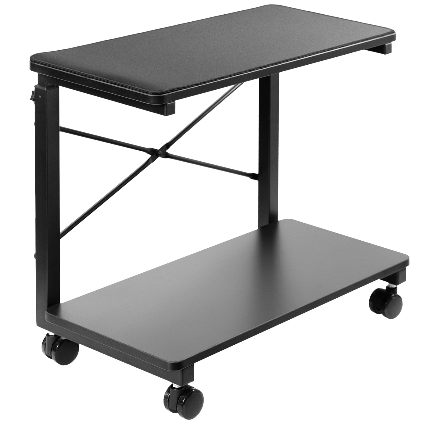 Mobile adjustable PC cart with storage.