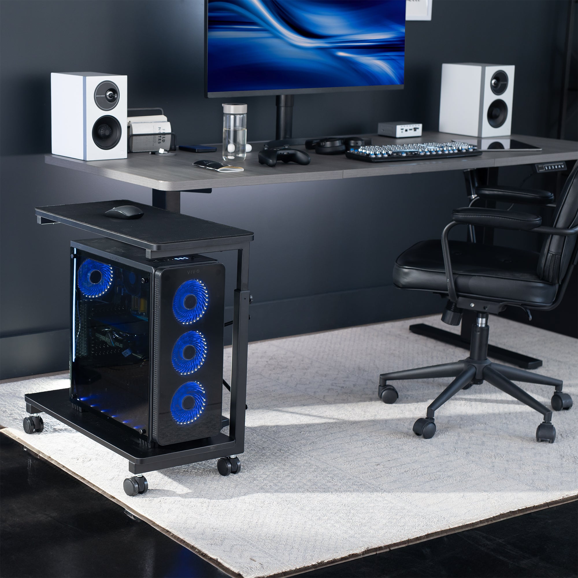 Pc Desk Producto: VIVO Mobile Adjustable PC Cart With Storage