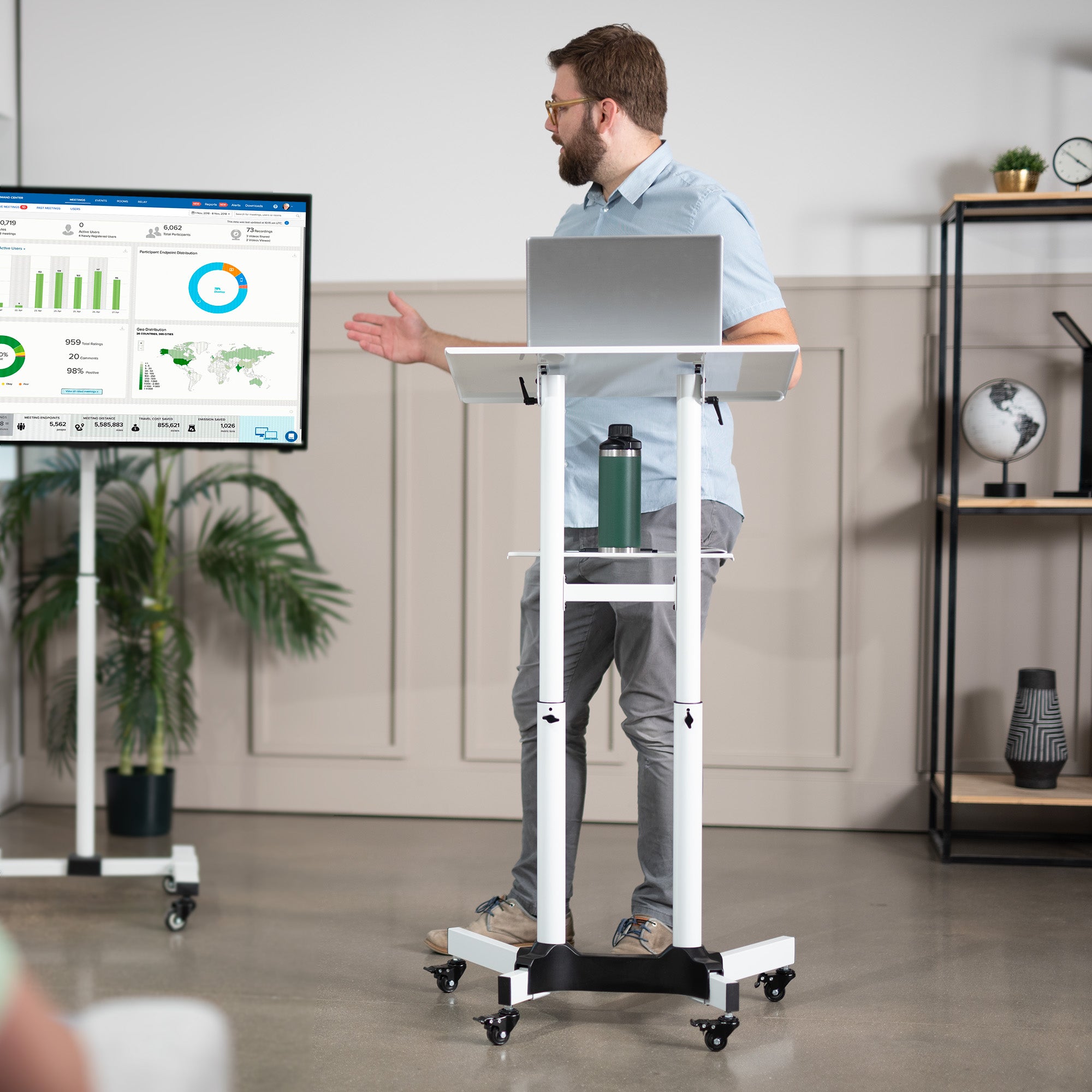 Height Adjustable Mobile Podium Cart