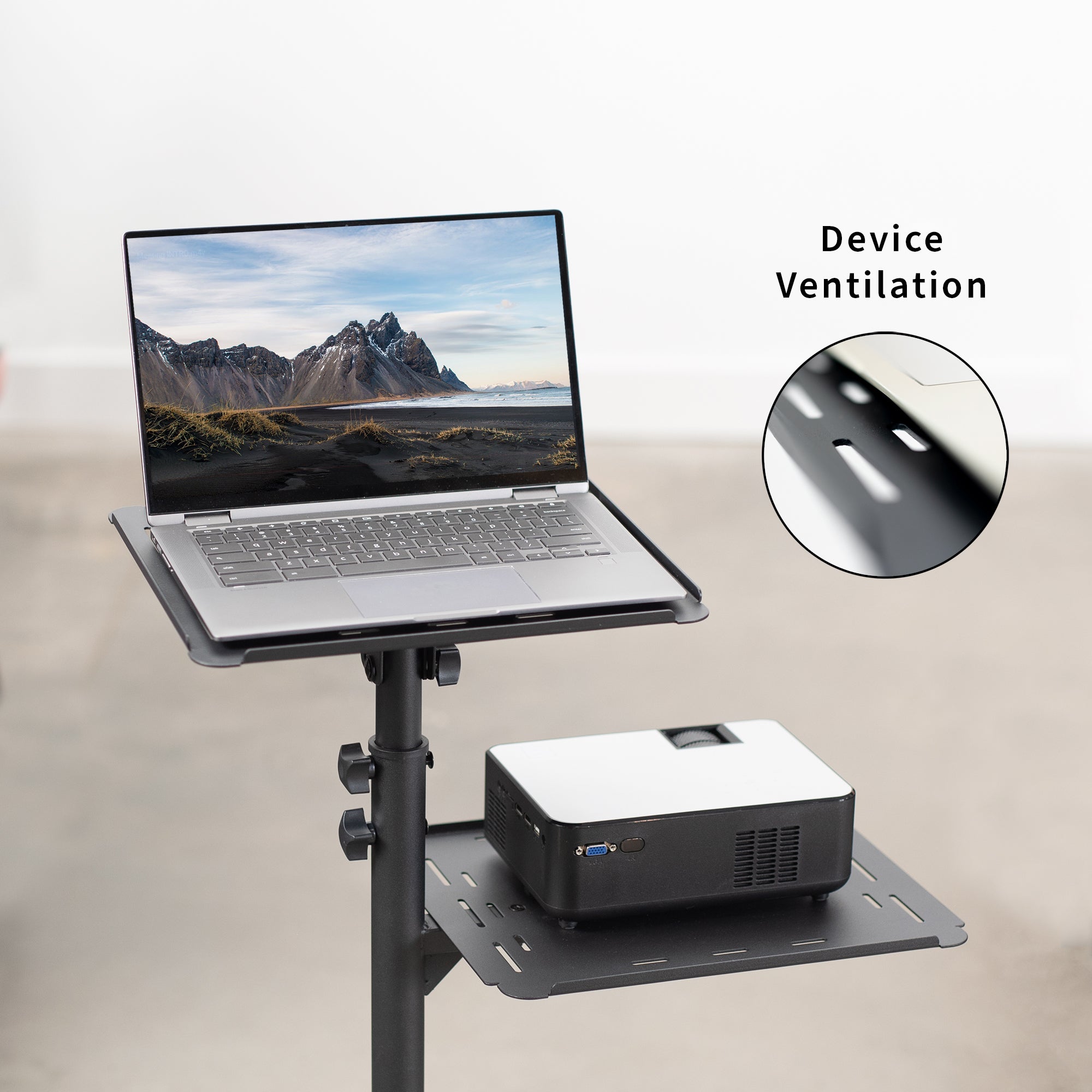 Convenient mobile projector and laptop cart.